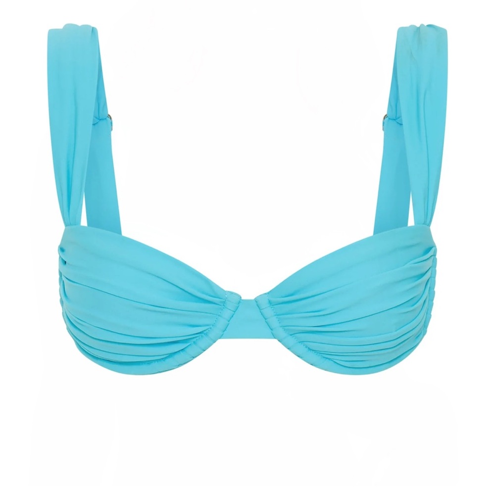 Ruched Light Blue Bikini Top - Women Swim Bikini